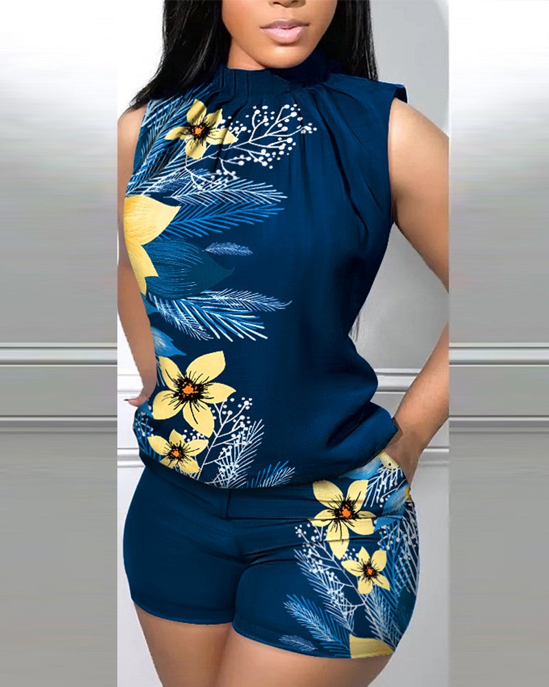 FZ Women's Tropical Print Design Shorts Suit
