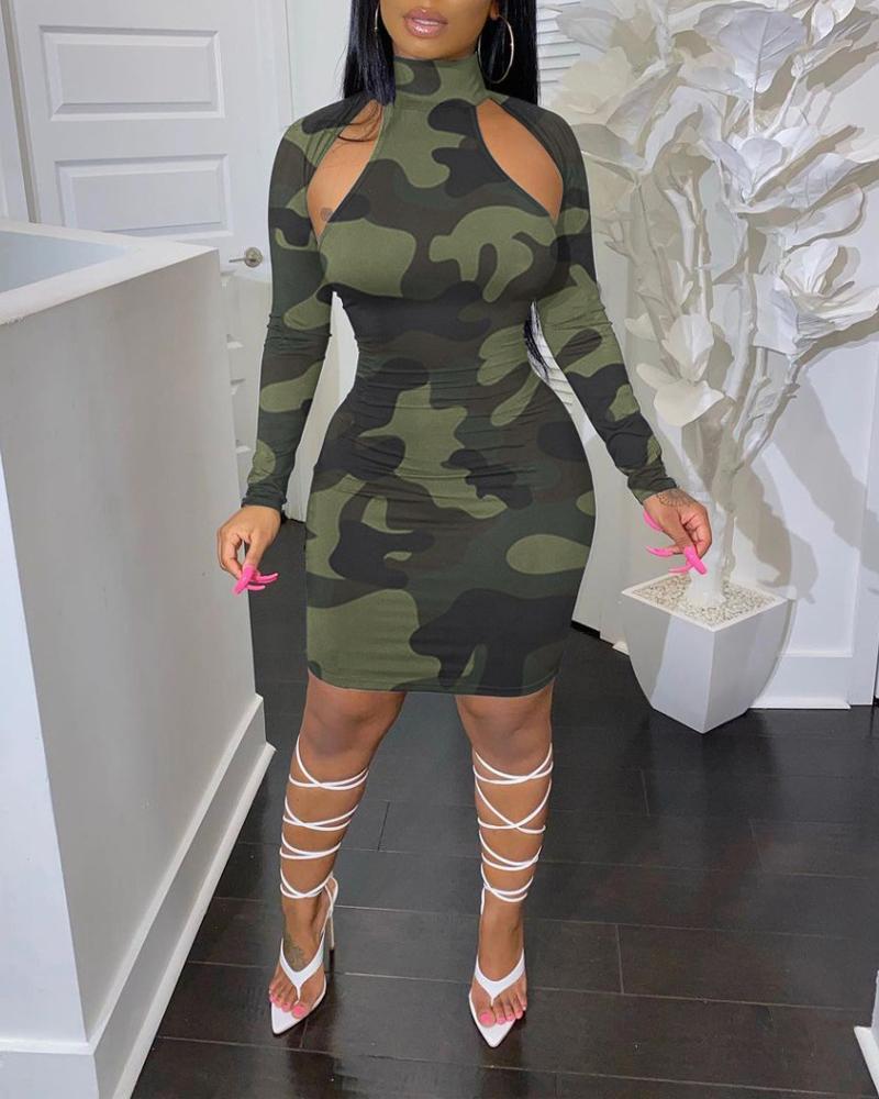FZ Women's Camouflage Print Cutout Dress - FZwear
