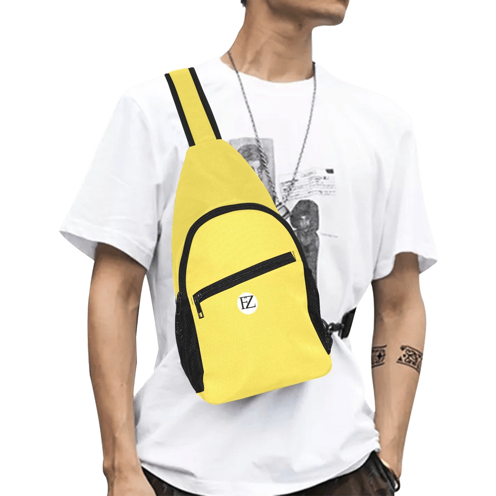 fz men's chest bag too one size / fz chest bag-yellow all over print chest bag(model1719)