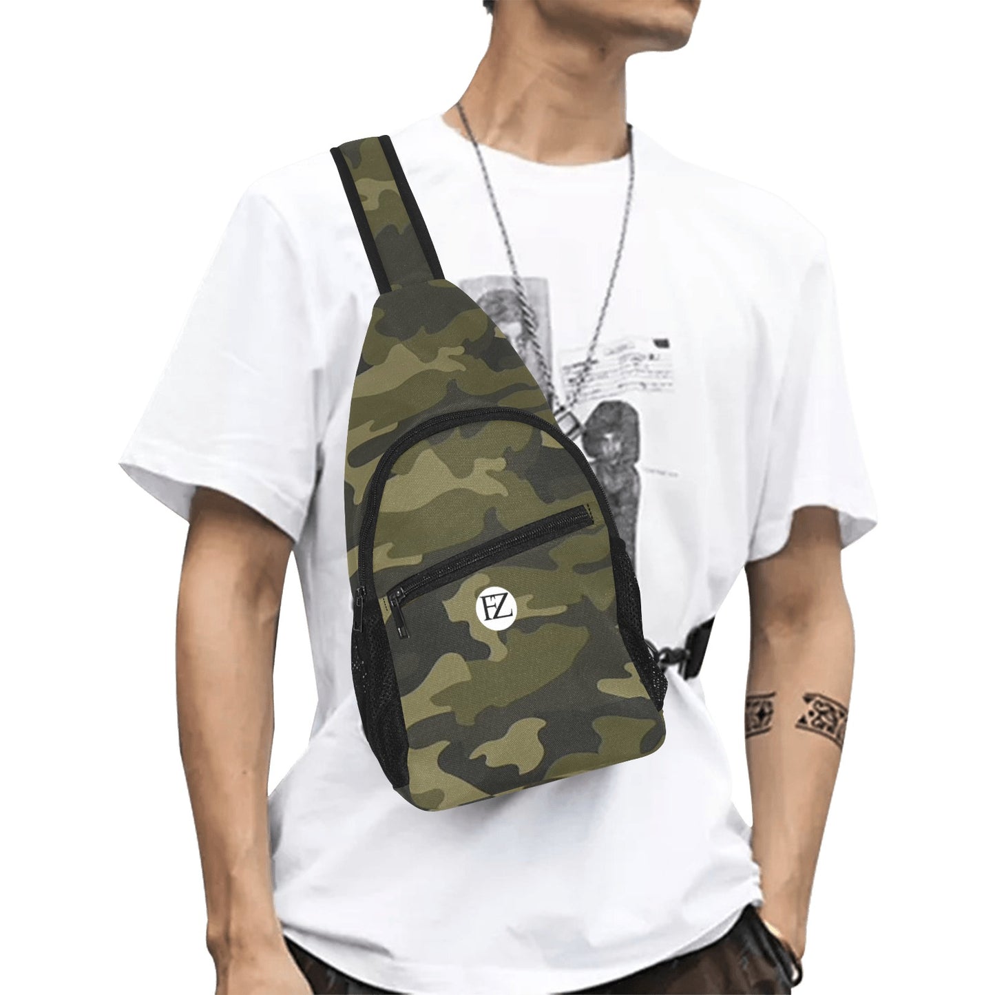 fz men's chest bag too one size / fz chest bag-army all over print chest bag(model1719)