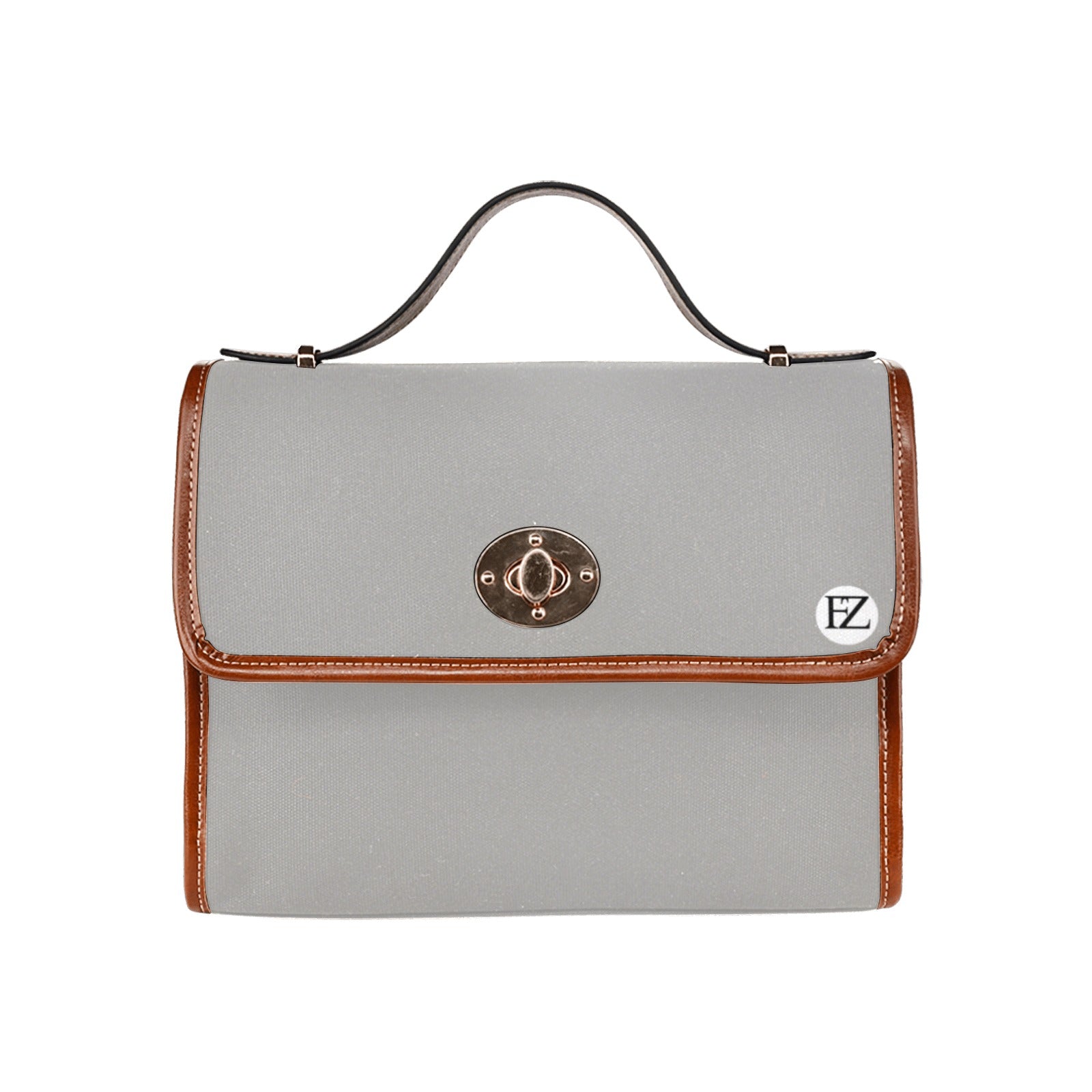 fz original handbag one size / fz - grey all over print waterproof canvas bag(model1641)(brown strap)
