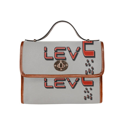 fz red levels handbag one size / fz - levels bag-grey all over print waterproof canvas bag(model1641)(brown strap)