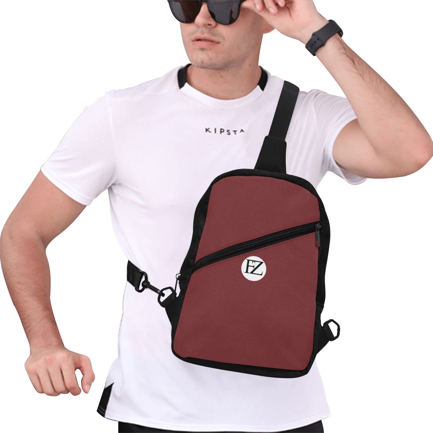 fz men's chest bag one size / fz chest bag-burgundy men's chest bag (model1726)