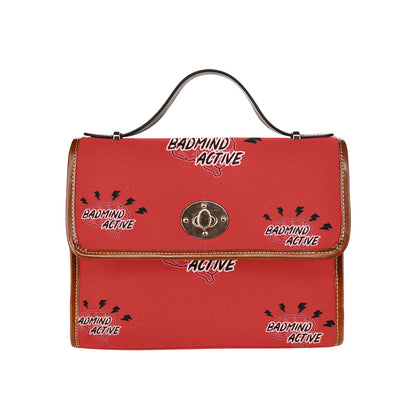 fz mind handbag one size / fz - mind bag-red all over print waterproof canvas bag(model1641)(brown strap)