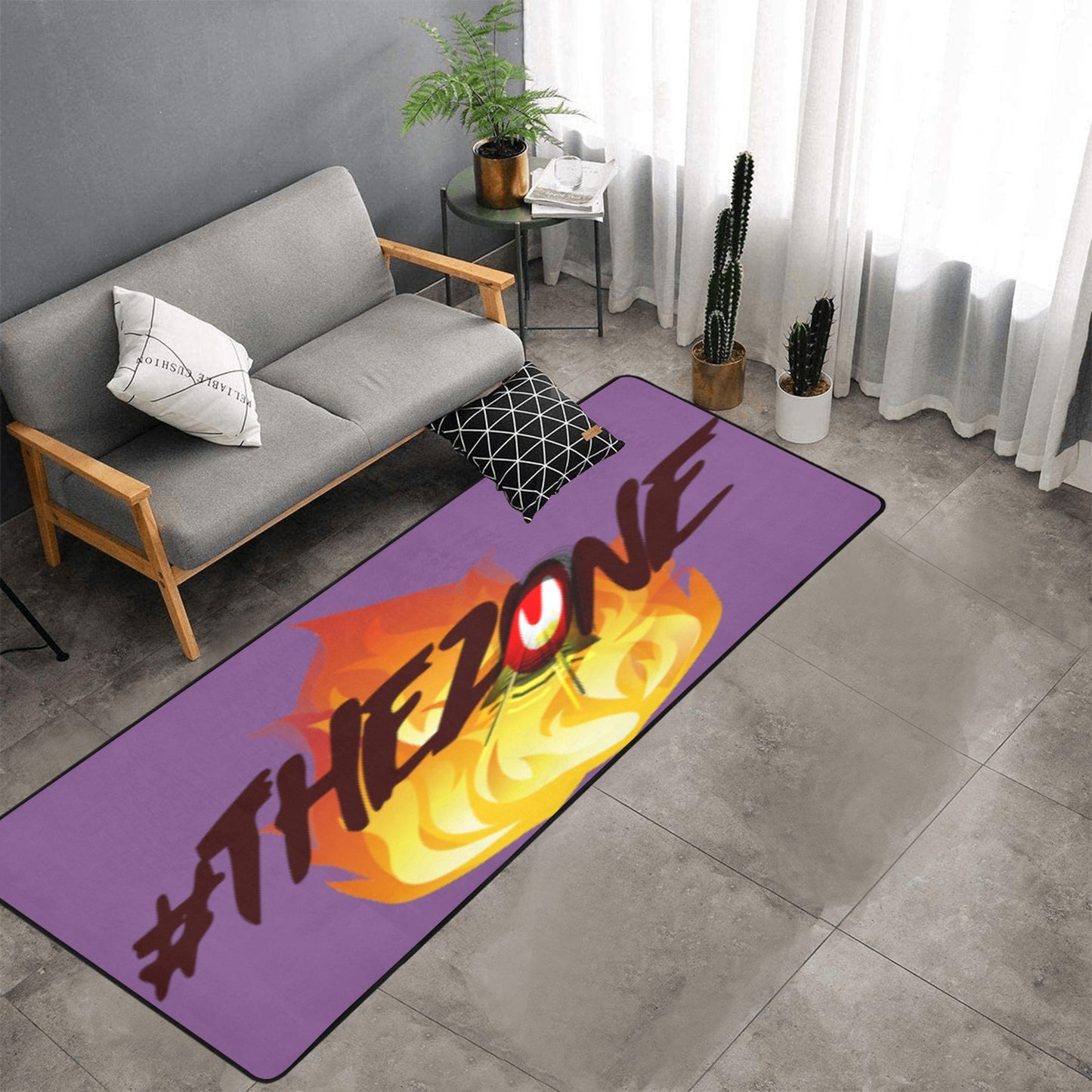 fz zone area rug one size / fz rug - purple area rug with black binding  10'x3'3''