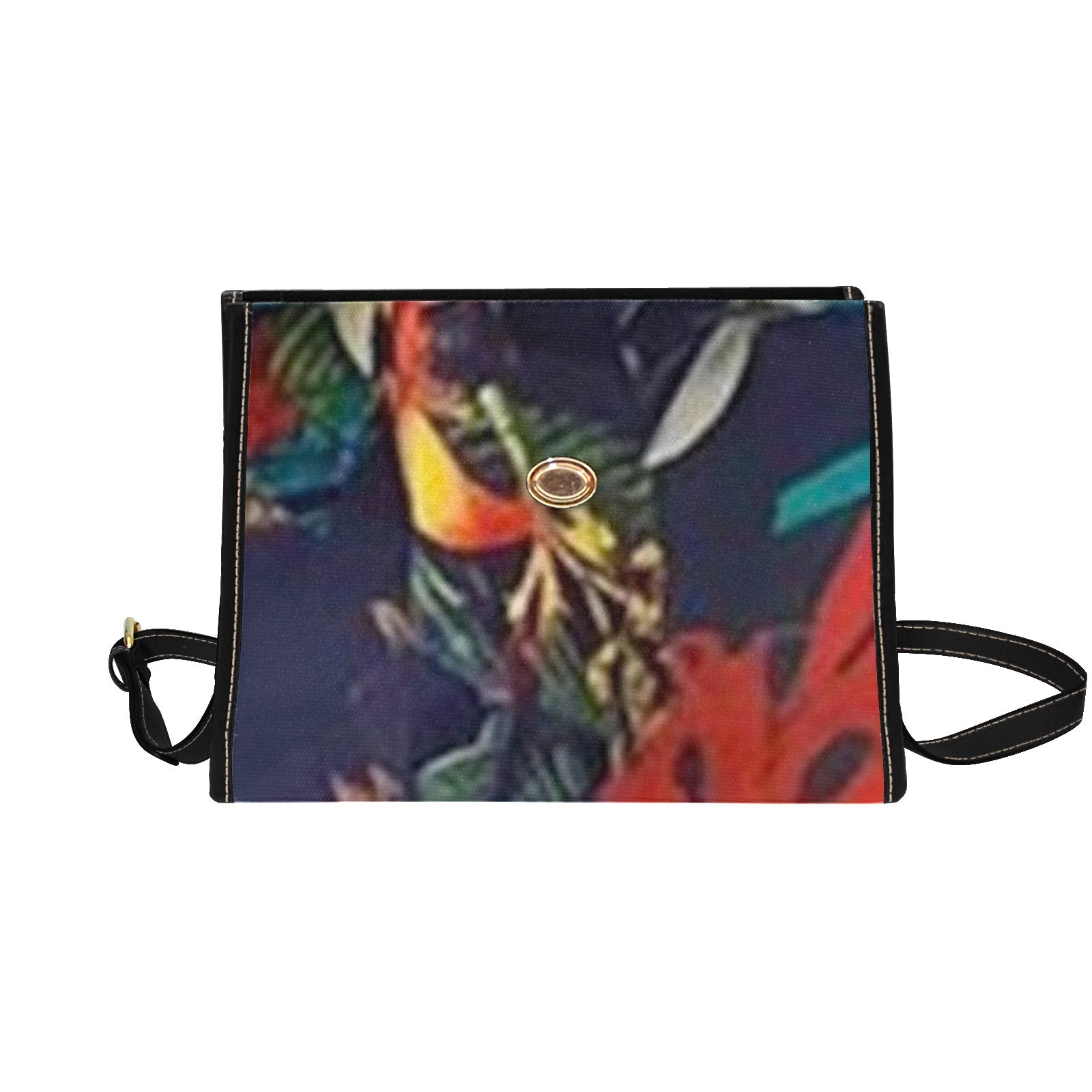 fz flowery handbag all over print canvas bag (model 1641)(black)
