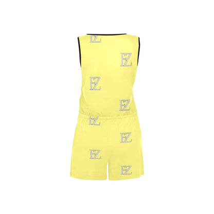 fz women's jumpsuit - yellow women's all over print sleeveless short jumpsuit (modelsets04)