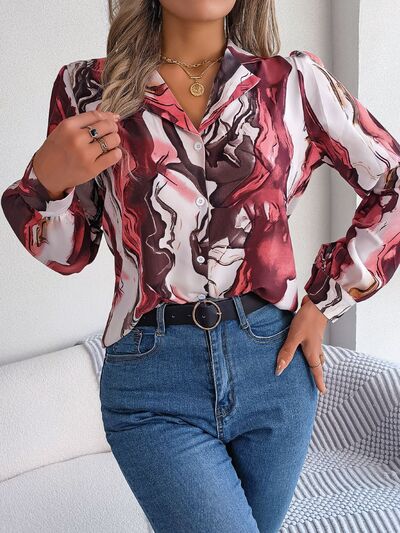 FZ Women's Printed Button Up Long Sleeve Work Top - FZwear