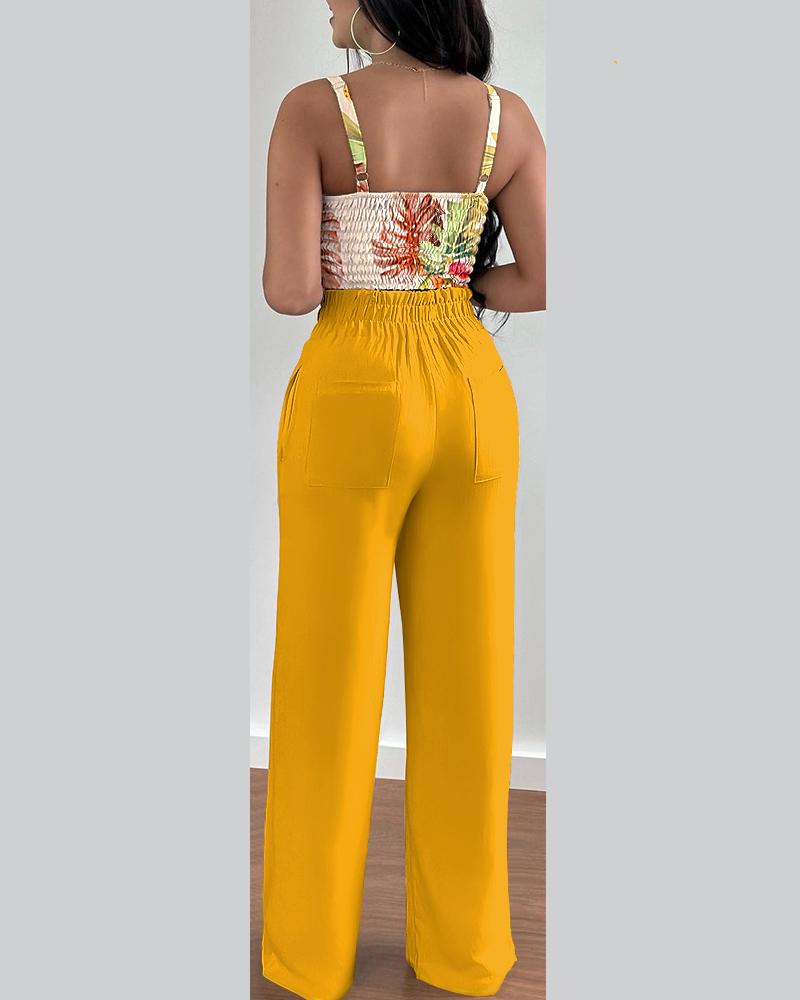 FZ Women's Tropical Print High Waist Pants Suit - FZwear