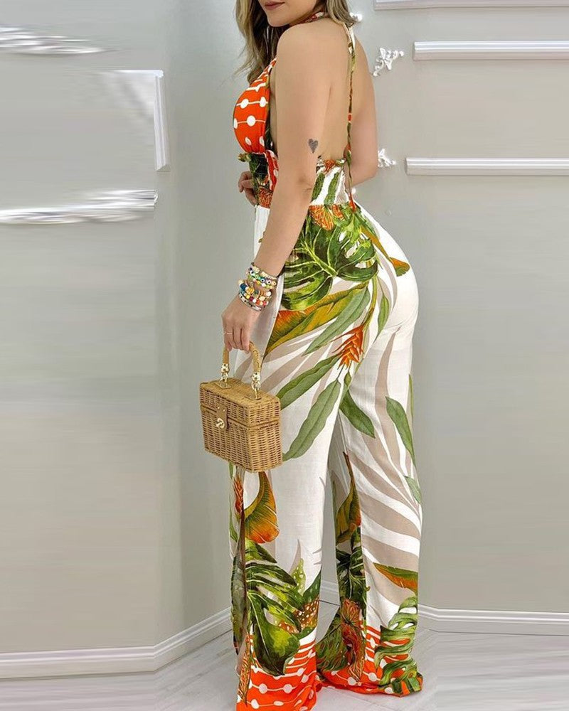 FZ Women's Tropical Print Detail Jumpsuit - FZwear
