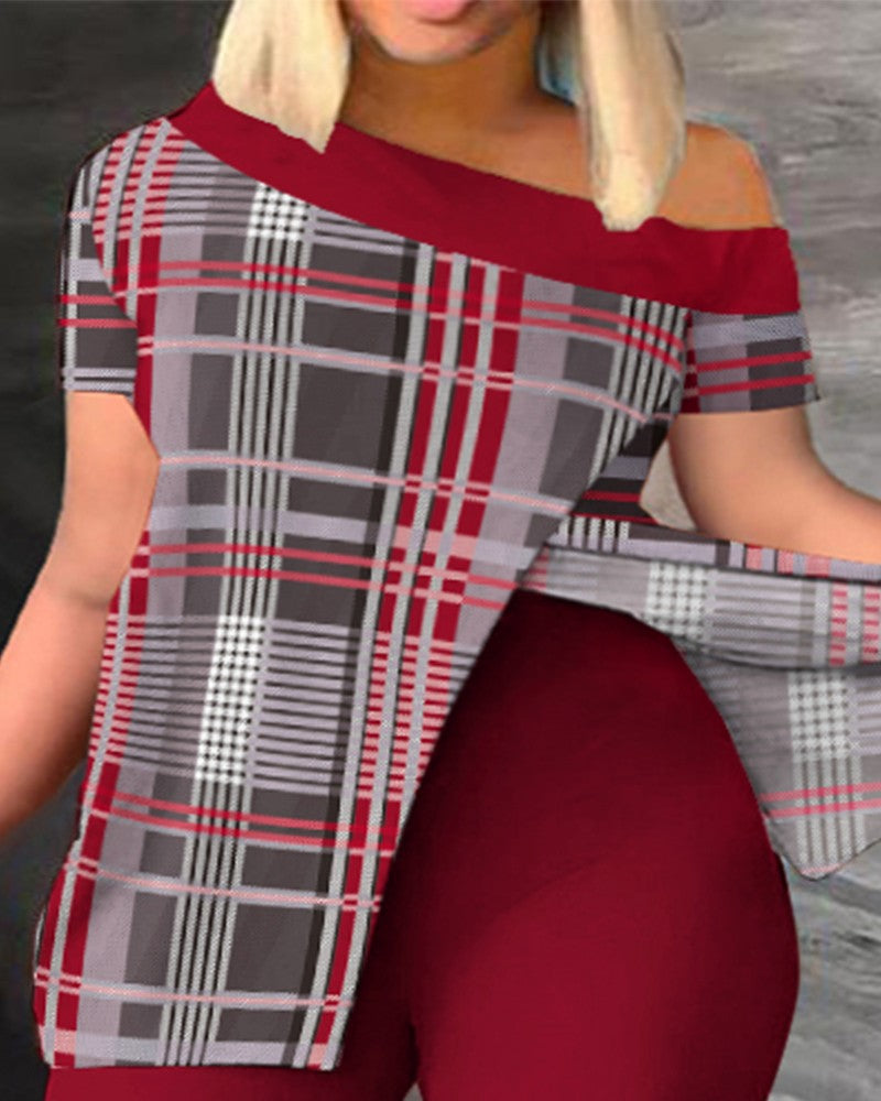 FZ Women's Plus Size Plaid Print Pants Suit - FZwear