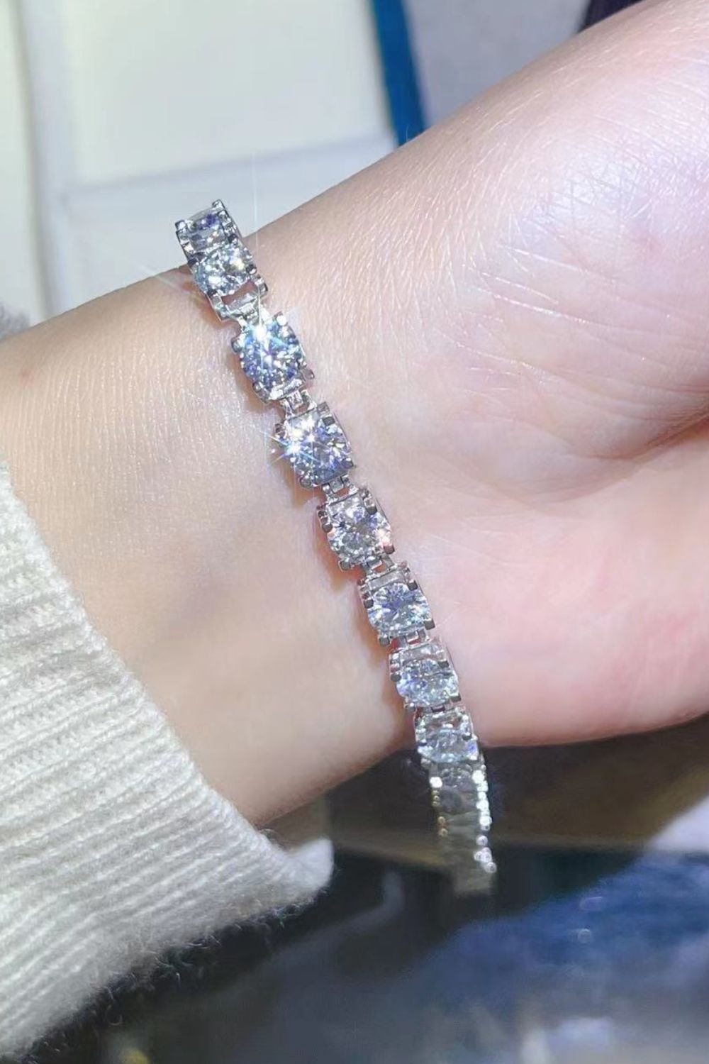 10 carat moissanite platinum-plated bracelet silver / one size