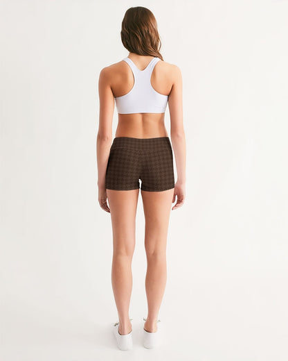fz plaid women's mid-rise yoga shorts