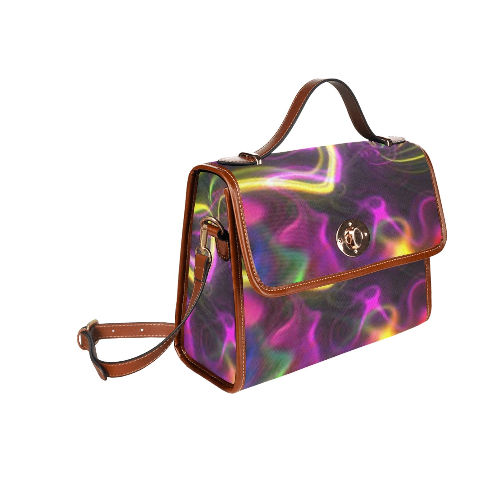 fz women's abstract hand bag all over print waterproof canvas bag(model1641)(brown strap)