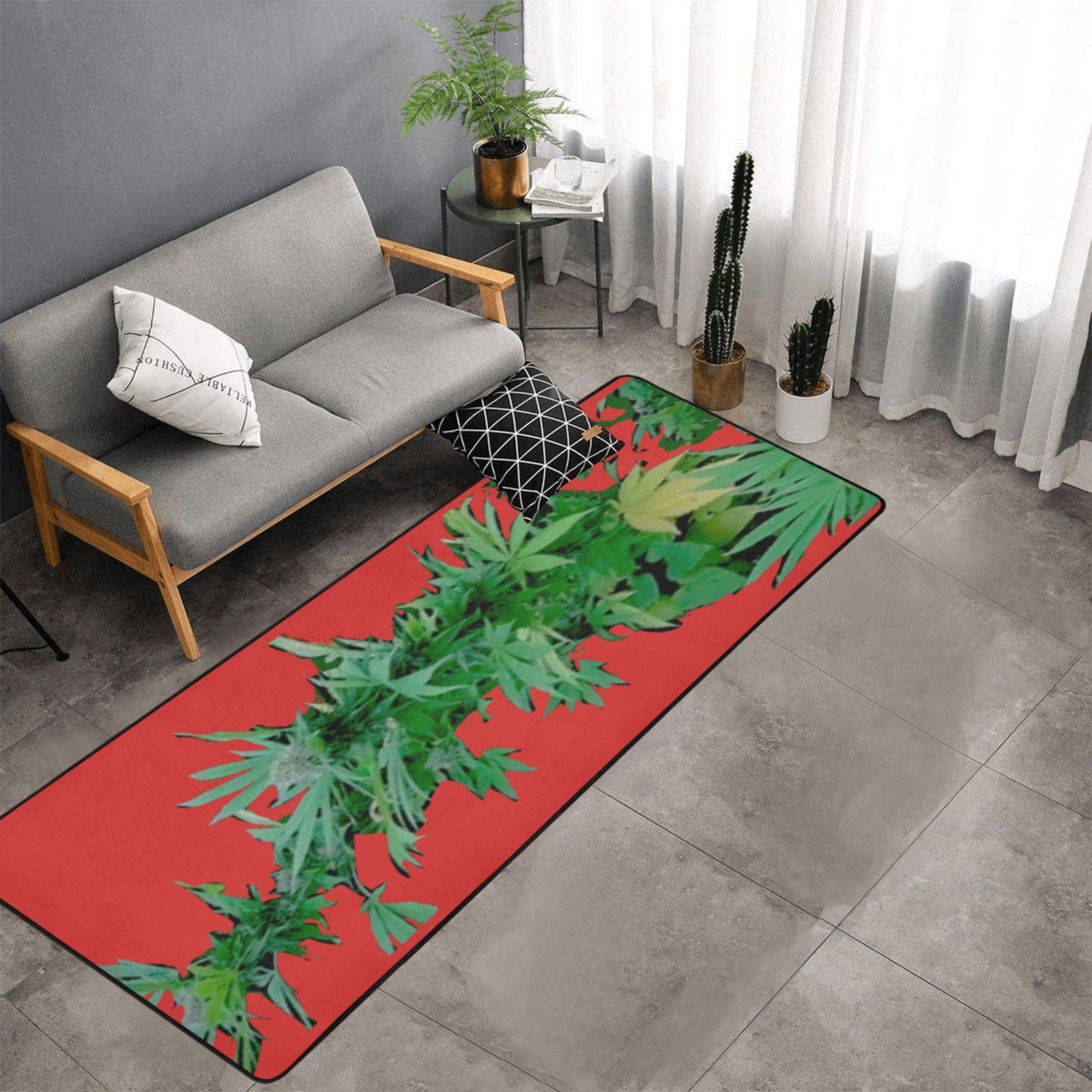 fz bud area rug one size / fz rug - red area rug with black binding  10'x3'3''