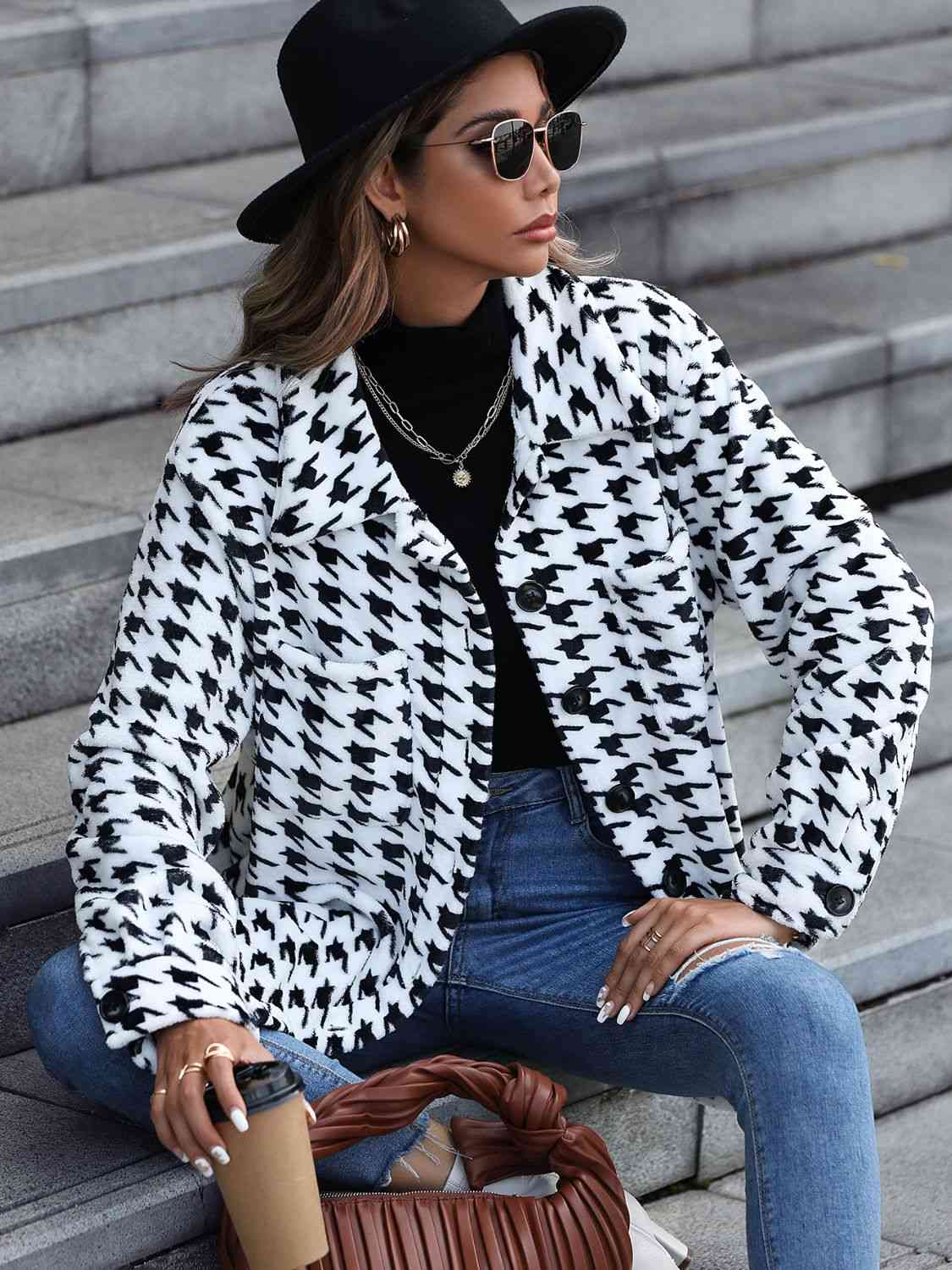 FZ Women's Houndstooth Button Down Jacket - FZwear