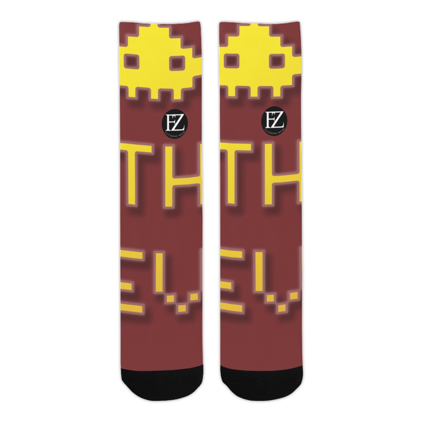 fz unisex socks - yellow one size / fz socks - burgundy sublimated crew socks(made in usa)
