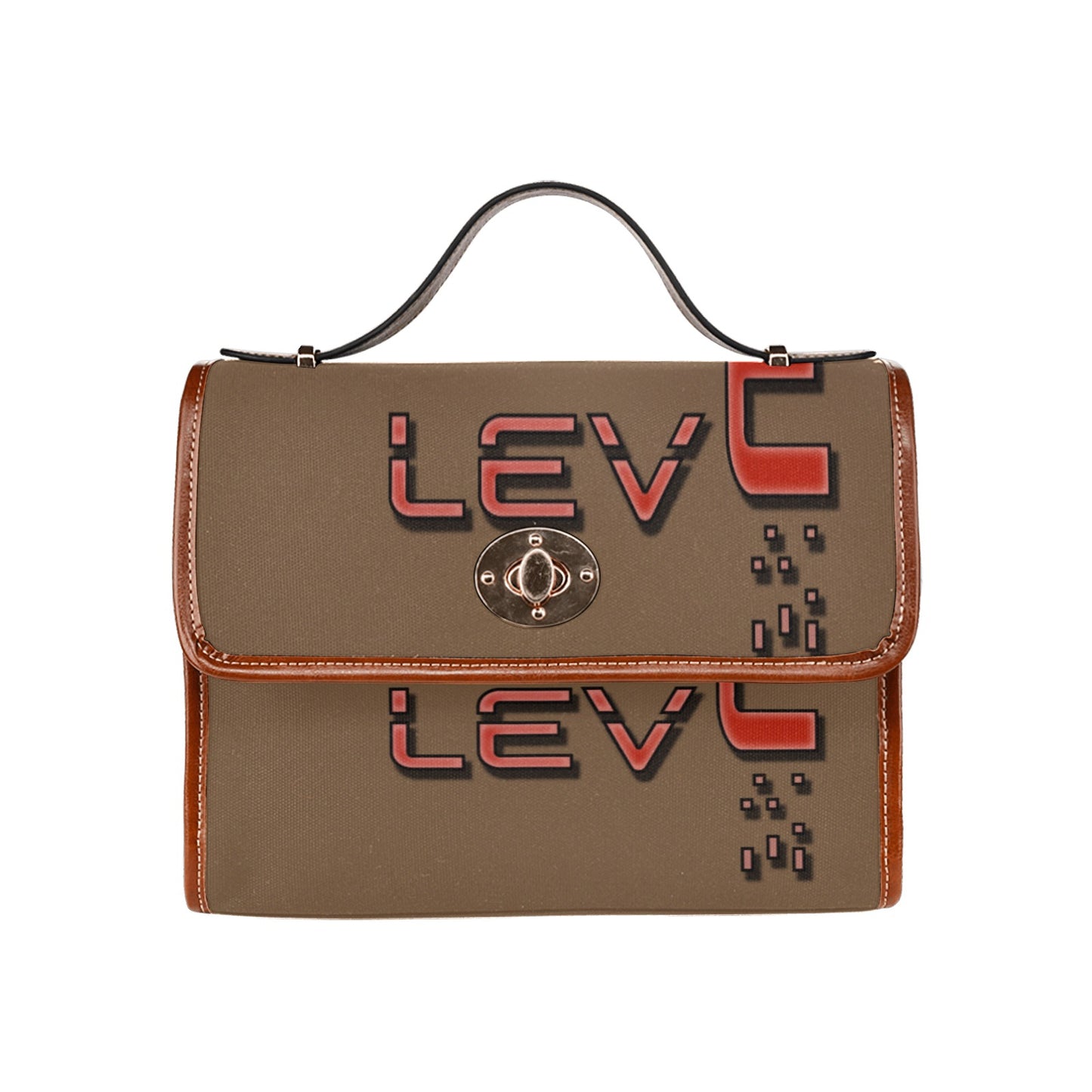 fz red levels handbag one size / fz - levels bag-brown all over print waterproof canvas bag(model1641)(brown strap)
