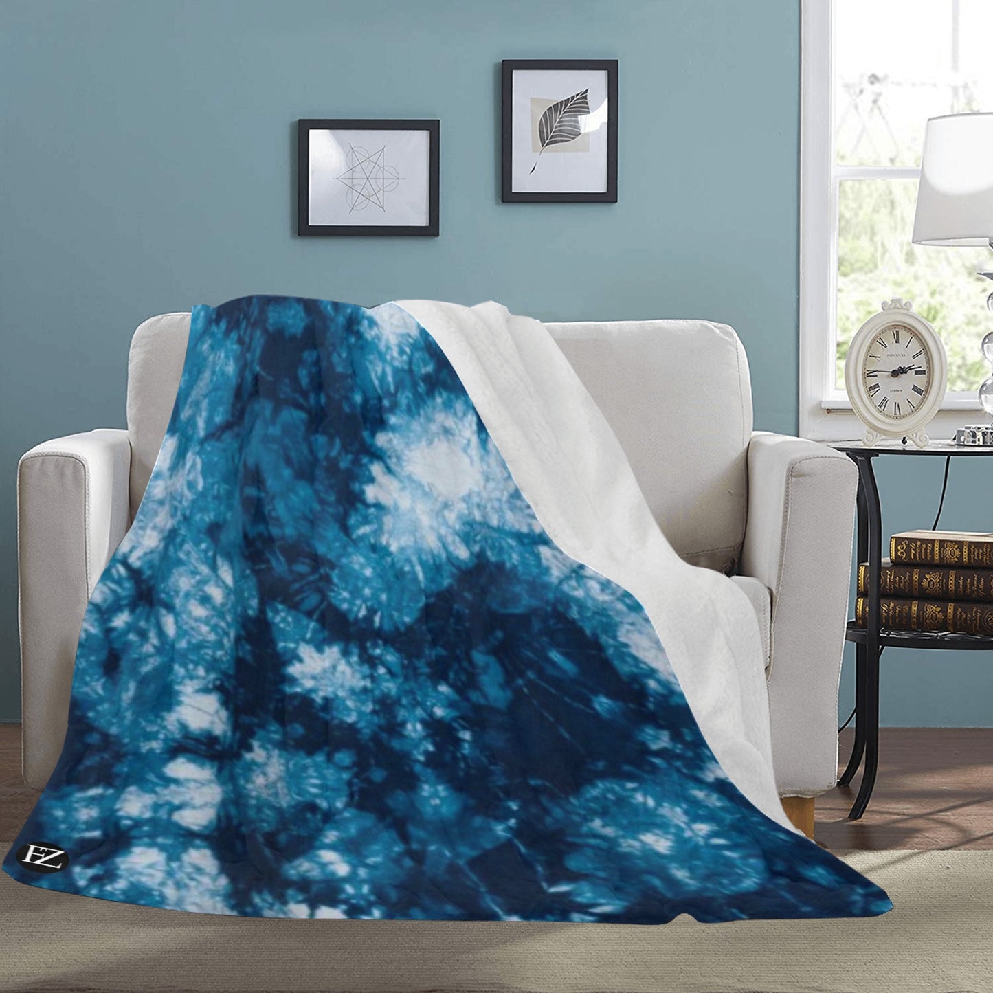 fz blue tye blanket ultra-soft micro fleece blanket 70"x80"