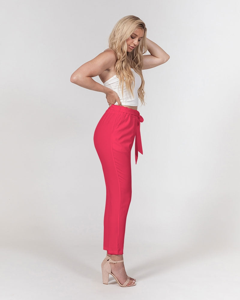 fzwear salmon pink women's belted tapered pants