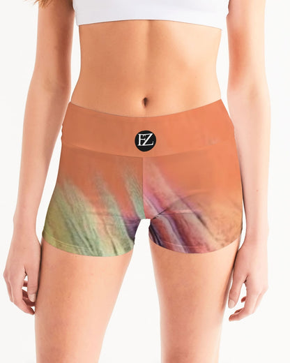abstract zone women's mid-rise yoga shorts