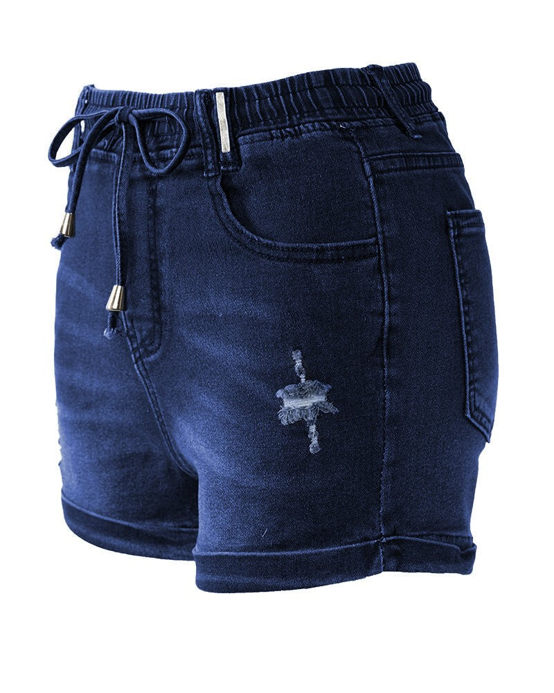 FZ Women's Pocket Detail Drawstring Denim Shorts