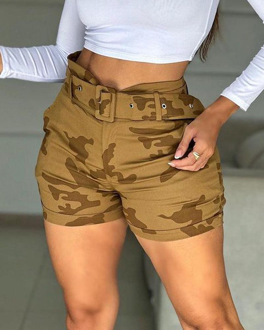 FZ Women's Camouflage Print High Waist Short Pants - FZwear