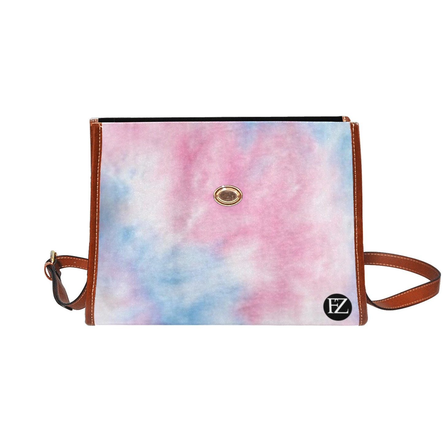 fz original handbag  - dye all over print waterproof canvas bag(model1641)(brown strap)
