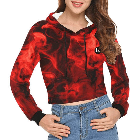 fz women's designer hoodie - abstract women's all over print cropped hoodie (model h22)