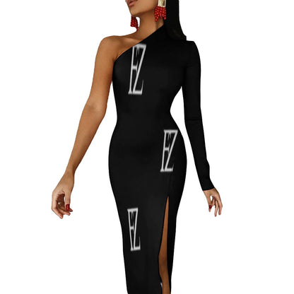 half sleeve slit dress