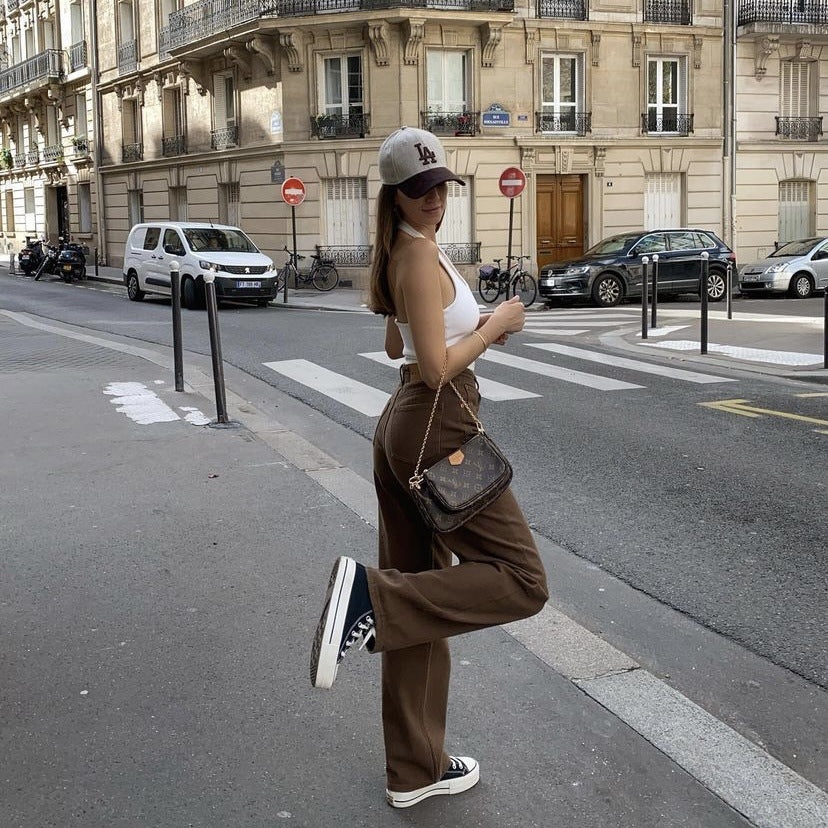 FZ Women's vintage Straight leg high waist slim denim pants - FZwear