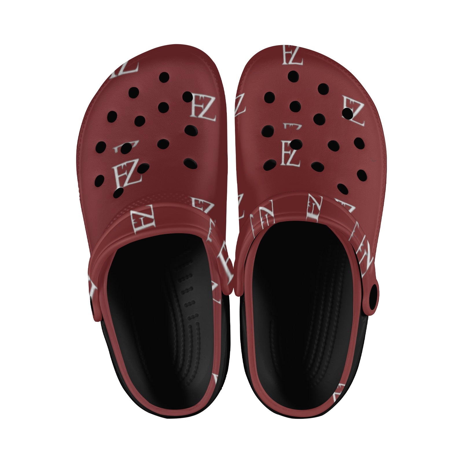 fz unisex sandals - burgundy custom print adults clogs
