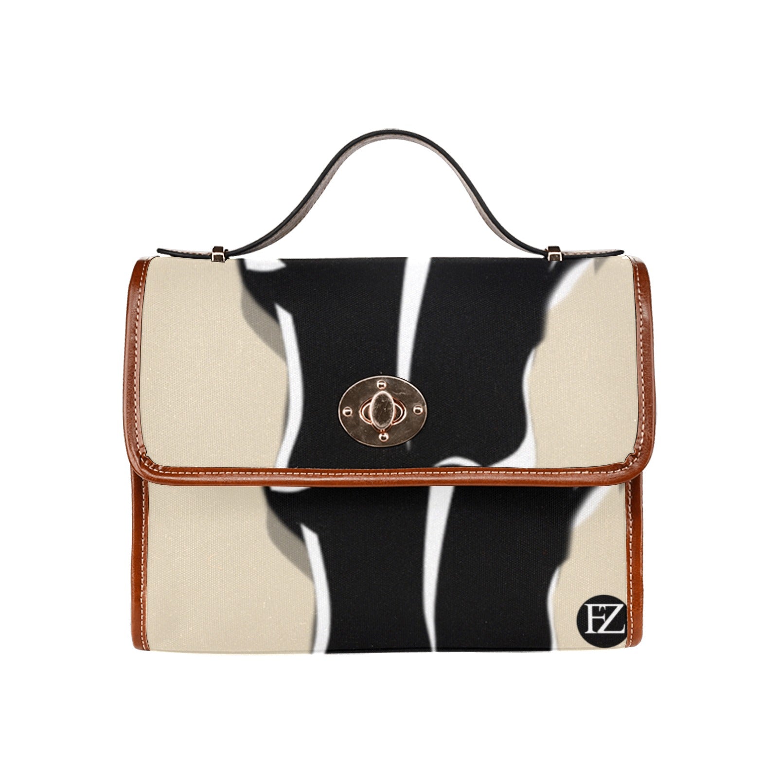 fz bull handbag one size / fz bull handbag - creme all over print waterproof canvas bag(model1641)(brown strap)