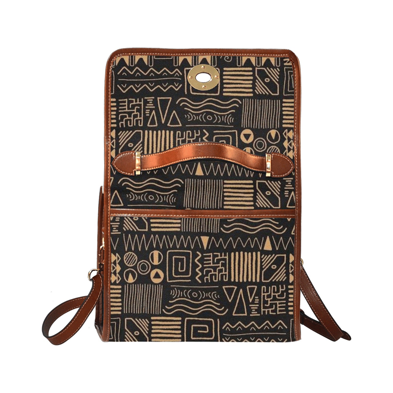 fz egypt hand bag all over print waterproof canvas bag(model1641)(brown strap)