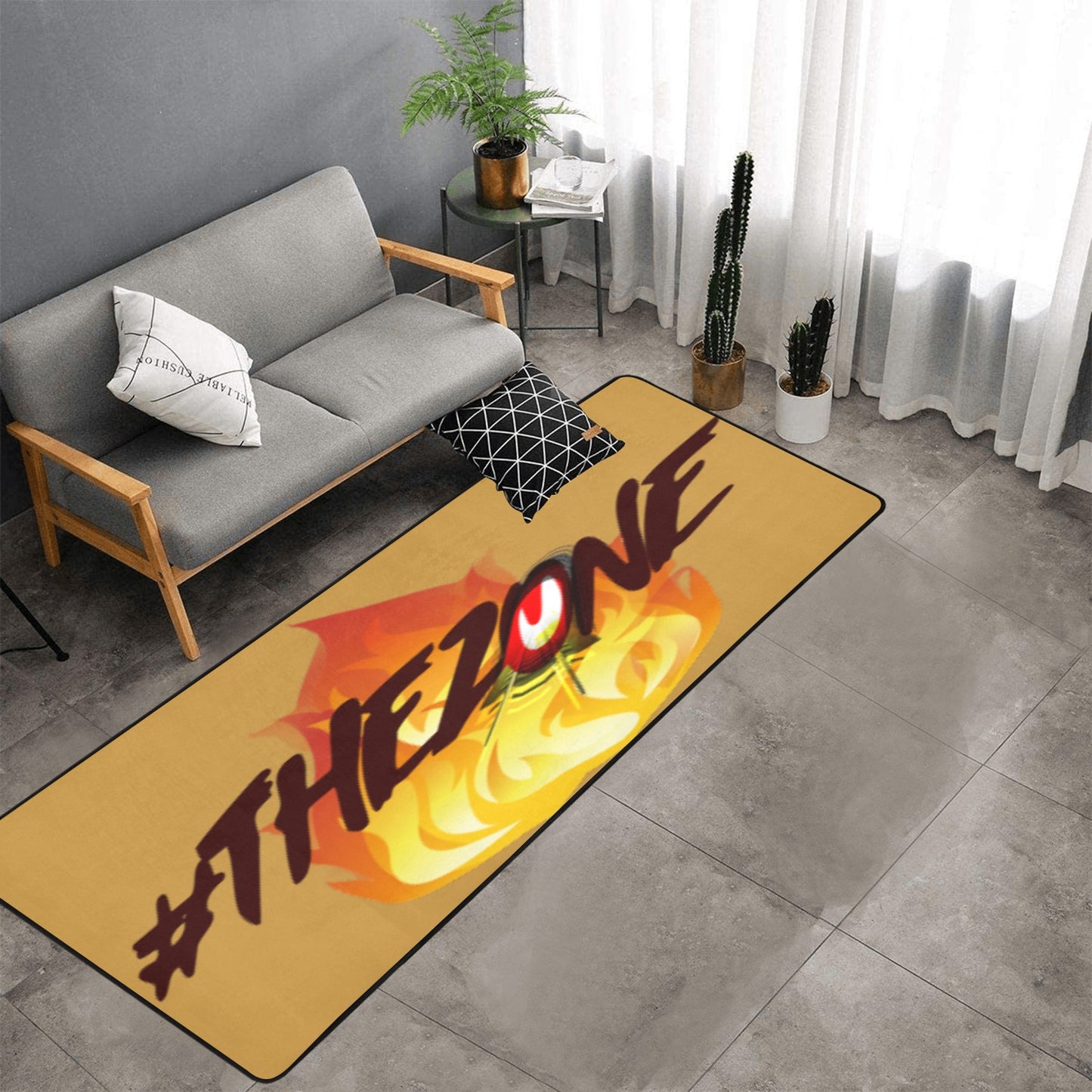 fz zone area rug one size / fz rug - light brown area rug with black binding  10'x3'3''
