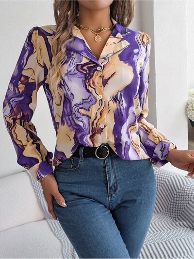 FZ Women's Printed Button Up Long Sleeve Work Top - FZwear