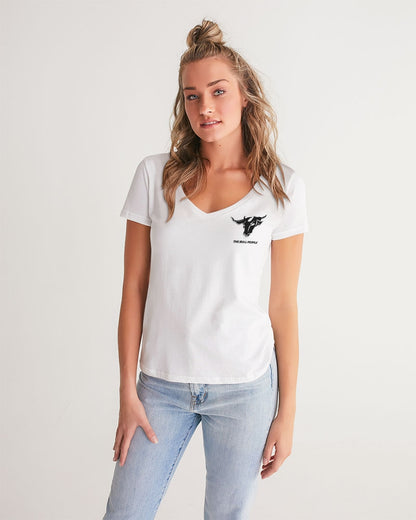 the white  bull women's v-neck tee