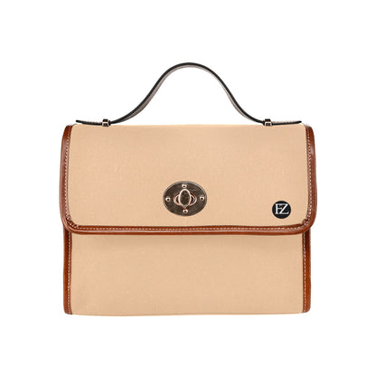 fz original handbag one size / fz 0riginal handbag - creme all over print waterproof canvas bag(model1641)(brown strap)