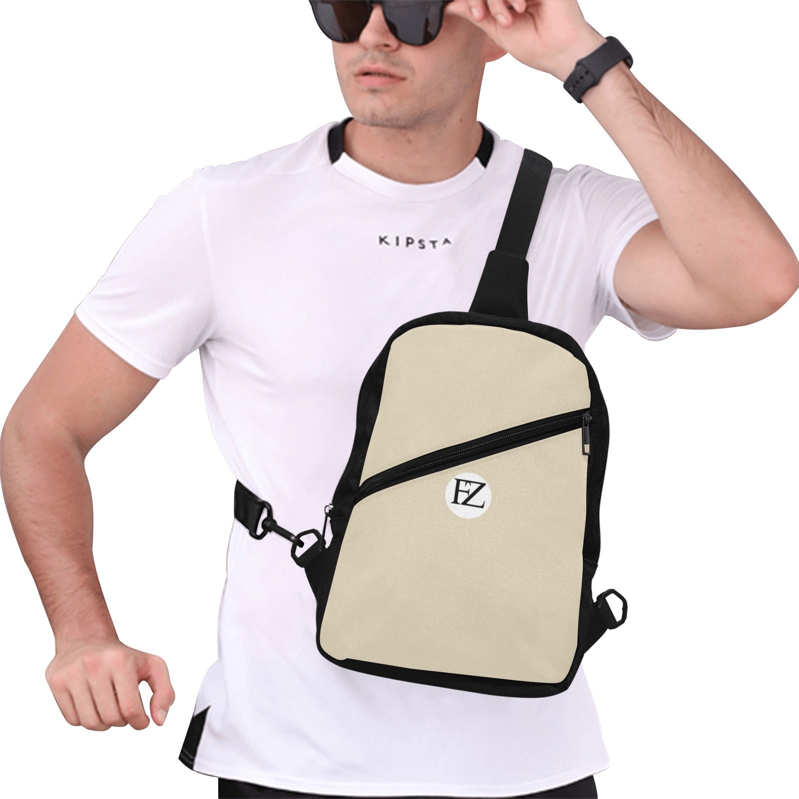 fz men's chest bag one size / fz chest bag-creme men's chest bag (model1726)