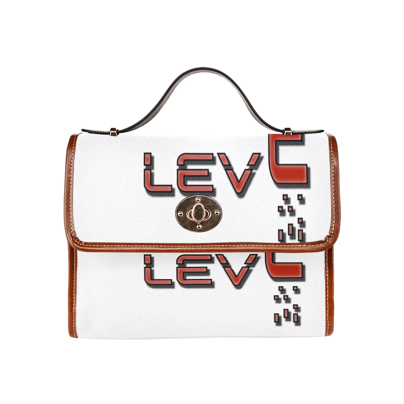 fz red levels handbag one size / fz - levels bag - white all over print waterproof canvas bag(model1641)(brown strap)