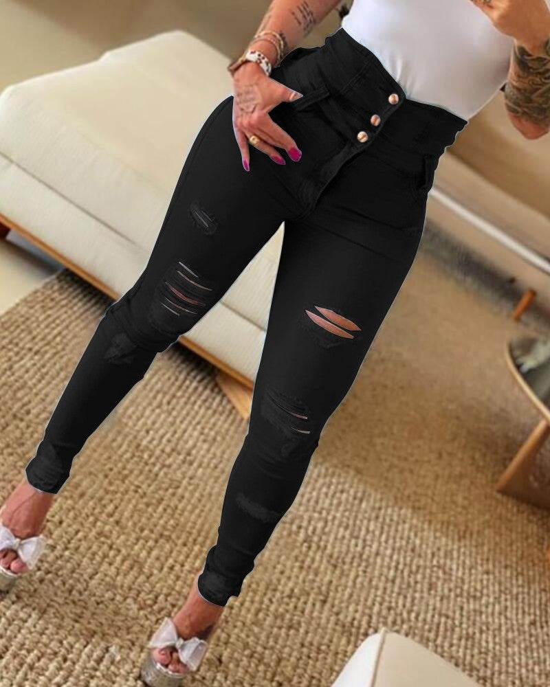FZ γυναικείο τζιν παντελόνι με ψηλόμεσο σκίσιμο