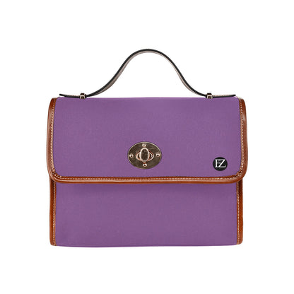fz original handbag one size / fz 0riginal handbag - purple all over print waterproof canvas bag(model1641)(brown strap)