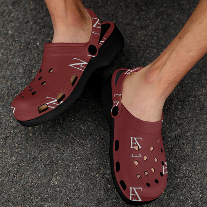fz unisex sandals - burgundy custom print adults clogs