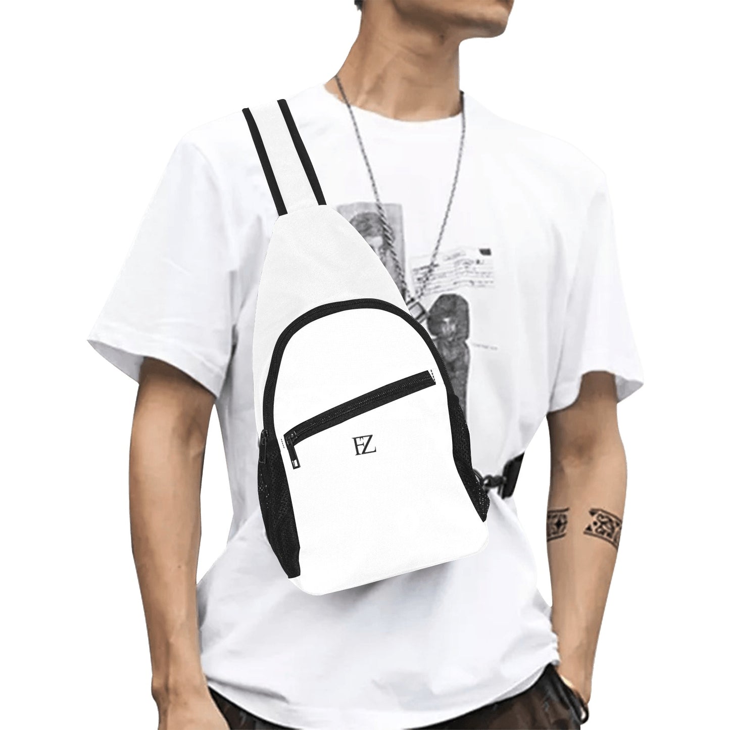 fz men's chest bag too one size / fz chest bag-white all over print chest bag(model1719)