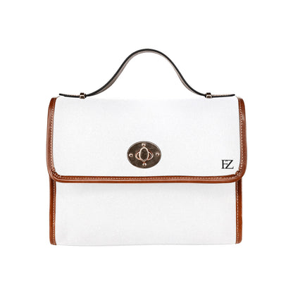 fz original handbag one size / fz - white all over print waterproof canvas bag(model1641)(brown strap)