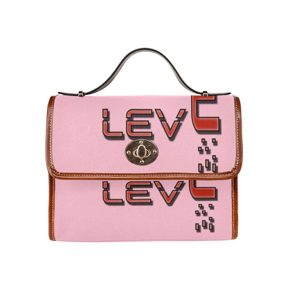 fz red levels handbag one size / fz - levels bag-pink all over print waterproof canvas bag(model1641)(brown strap)