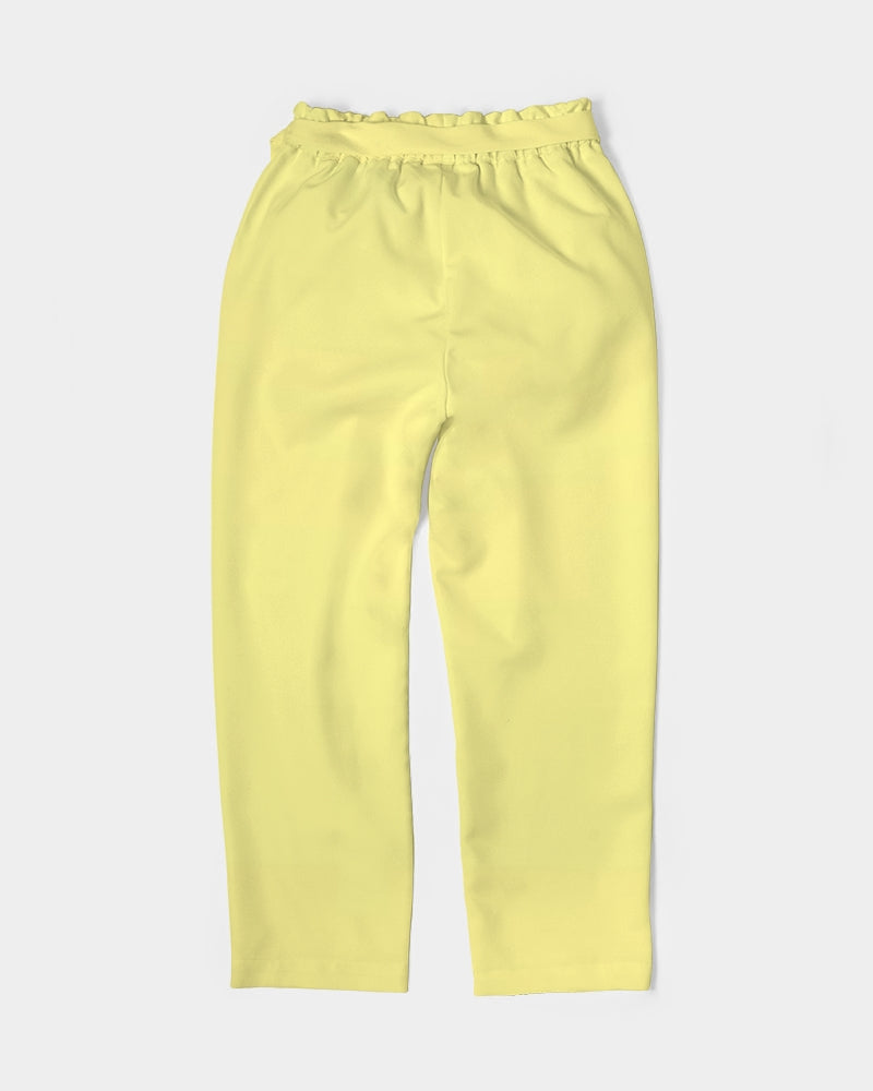 FZ TRUE YELLOW Women's All-Over Print Belted Tapered Pants - FZwear