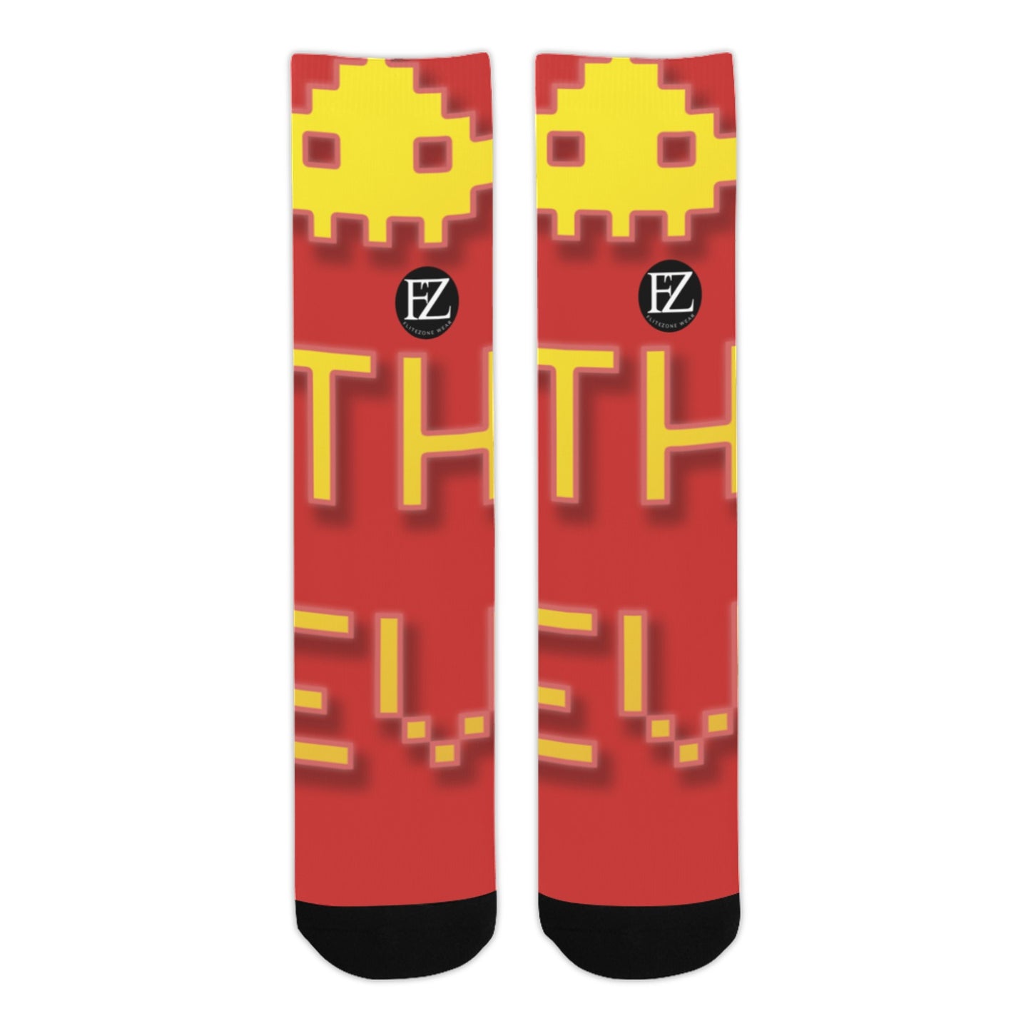 fz unisex socks - yellow one size / fz socks - red sublimated crew socks(made in usa)