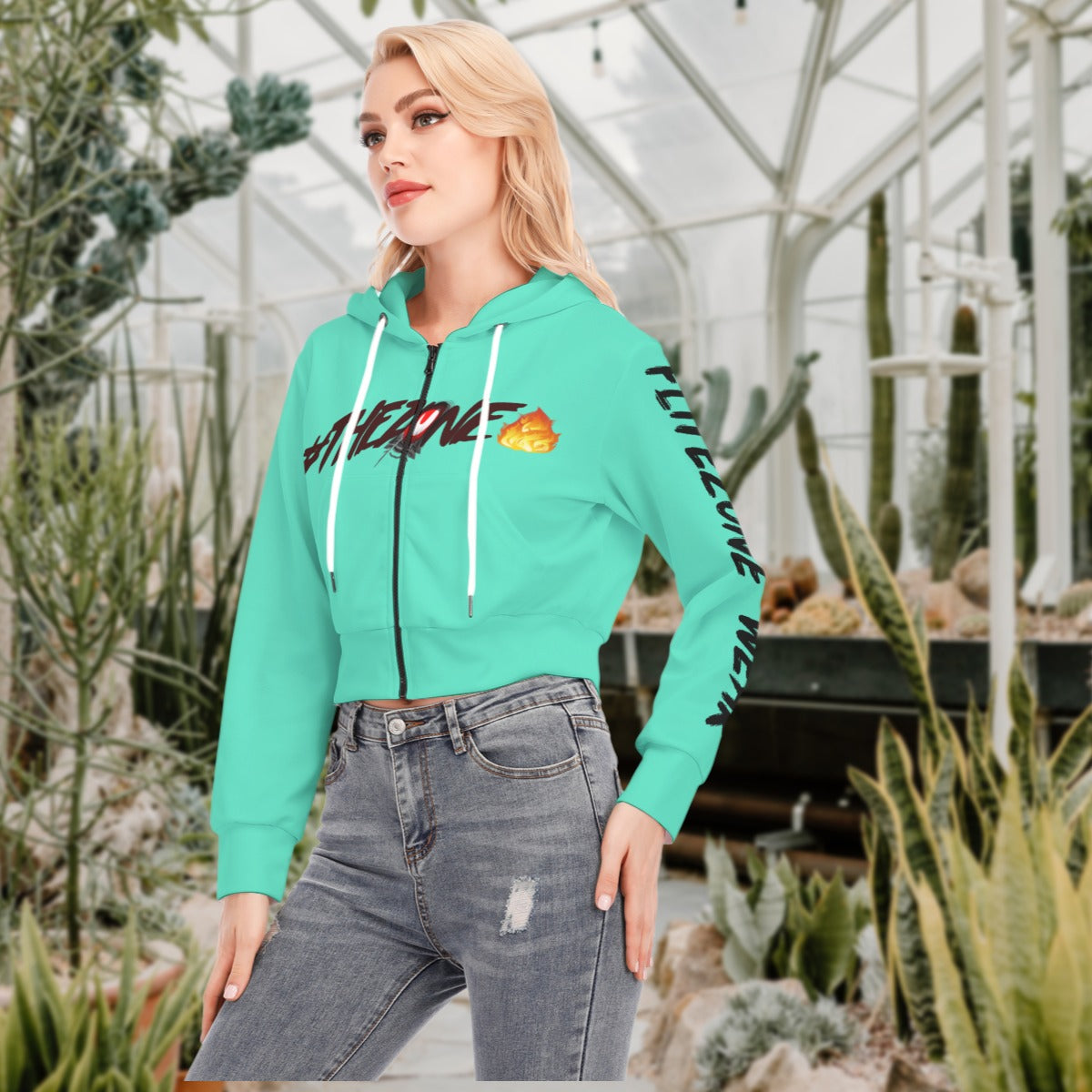 fz women's crop top hoodie with zipper