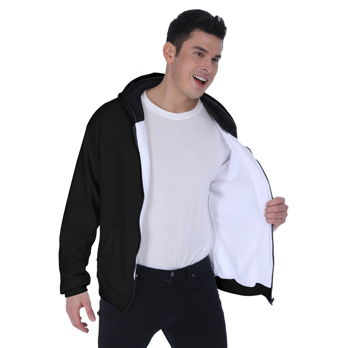 men's heavy fleece zip up hoodie